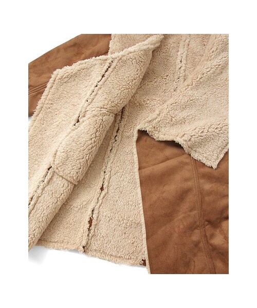 KBF(ケイビーエフ)の「KBF+ ロングフェイクムートンコート(ジャケット/アウター・レディース・ブラウン/ネイビー・one)」の10枚目の写真