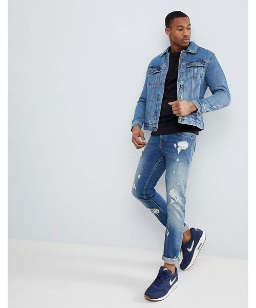 Bershka（ベルシュカ）の「Bershka Denim Jacket In Blue（ジャケット/アウター・メンズ・Blue・L/S/M/XL）」の3枚目の写真