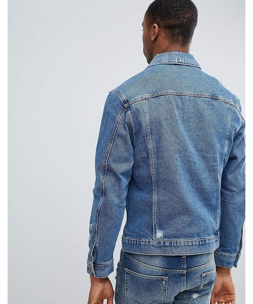 Bershka（ベルシュカ）の「Bershka Denim Jacket In Blue（ジャケット/アウター・メンズ・Blue・L/S/M/XL）」の2枚目の写真
