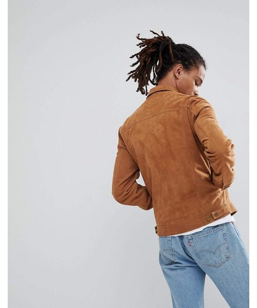 asos（エイソス）の「ASOS Suede Trucker Jacket In Tan（ライダース 