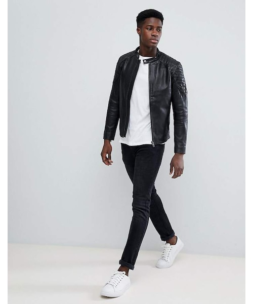 Selected （-）の「Selected Homme Leather Racer Jacket（ライダース