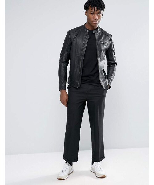 Selected （-）の「Selected Homme Leather Biker Jacket（ライダース