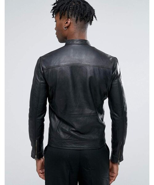 Selected （-）の「Selected Homme Leather Biker Jacket（ライダース