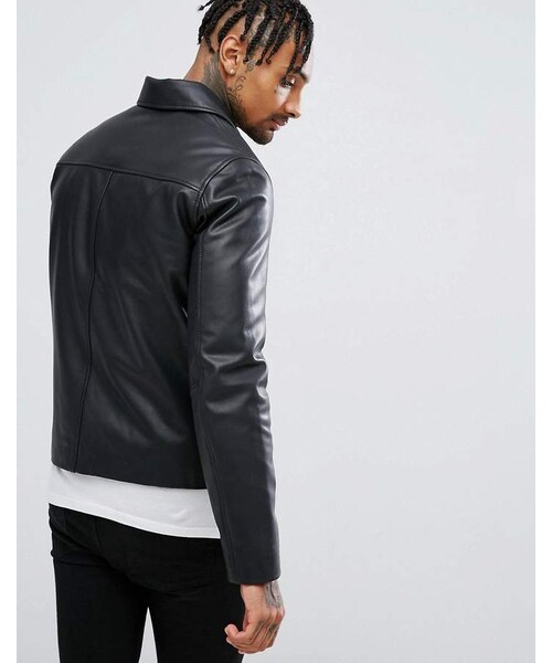 asos（エイソス）の「ASOS Leather Biker Jacket In Black（ライダースジャケット・メンズ・Black・XXL/L）」の3枚目の写真