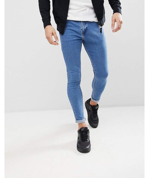 Bershka(ベルシュカ)の「Bershka Super Skinny Jeans In Blue(デニムパンツ・メンズ・Blue・W30 L32/W34 L32/W31 L32/W36 L32/W32 L32)」の3枚目の写真