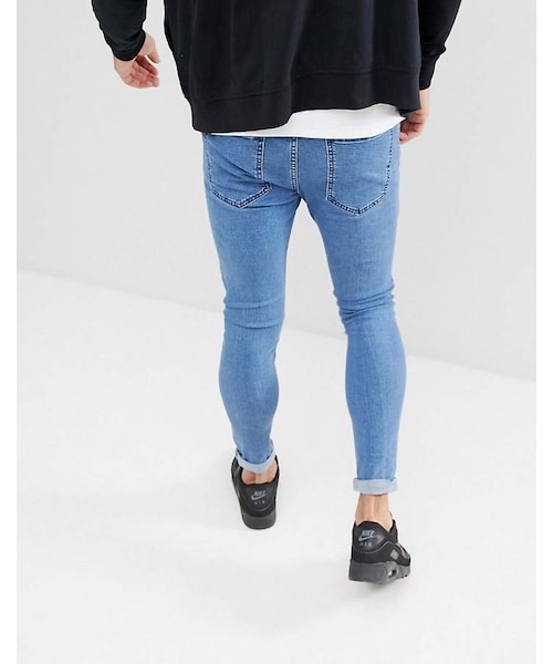 Bershka(ベルシュカ)の「Bershka Super Skinny Jeans In Blue(デニムパンツ・メンズ・Blue・W30 L32/W34 L32/W31 L32/W36 L32/W32 L32)」の2枚目の写真