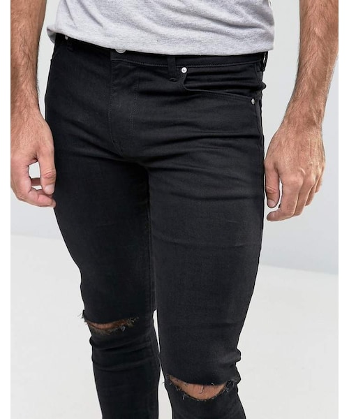 asos（エイソス）の「ASOS Super Skinny Jeans 2 Pack In Black & Black With Knee Rips SAVE（デニムパンツ・メンズ・Black・W36 L32/W30 L34）」の3枚目の写真