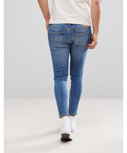 Bershka（ベルシュカ）の「Bershka Super Skinny Jeans In Mid Wash（デニムパンツ・メンズ・Blue・W36 L32）」の2枚目の写真