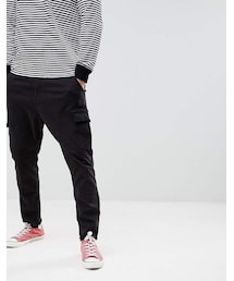 Bershka | Bershka Frayed Hem Cargo Pants In Black(その他パンツ)