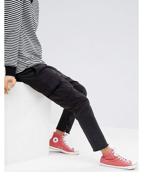 Bershka(ベルシュカ)の「Bershka Frayed Hem Cargo Pants In Black(その他パンツ・メンズ・Black・W30 L32/W32 L32/W34 L32/W29 L32/W31 L32)」の3枚目の写真