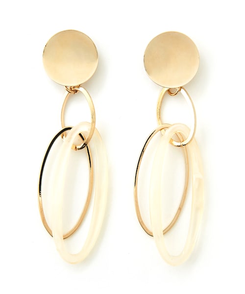 GRL（グレイル）の「クリア3連リングピアス（ピアス（両耳用）・レディース・ピンク/ブルー/ブラウン/オフホワイト・F）」の2枚目の写真