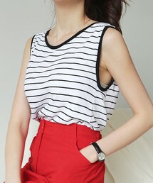 DHOLIC | ボーダーパターンスリーブレス(タンクトップ)