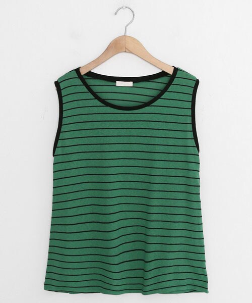 DHOLIC（ディーホリック）の「ボーダーパターンスリーブレス（タンクトップ・レディース・ホワイト/ブラック/グリーン・FREE）」の3枚目の写真