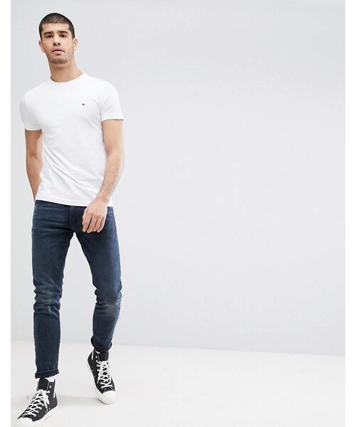 TOMMY HILFIGER（トミーヒルフィガー）の「Tommy Hilfiger T-Shirt with Flag Logo In Stretch Slim Fit In White（Tシャツ/カットソー・メンズ・White・L/M/XL/S）」の4枚目の写真