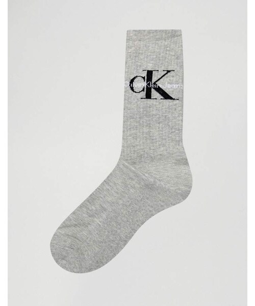 Calvin Klein(カルバン・クライン)の「Calvin Klein CK Jeans Logo Socks(ソックス/靴下・メンズ・Gray・One Size)」の3枚目の写真