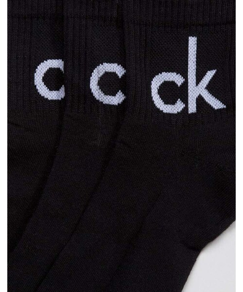 Calvin Klein(カルバン・クライン)の「Calvin Klein Socks in Quarter Length 3 Pack Black(ソックス/靴下・メンズ・Black・One Size)」の2枚目の写真