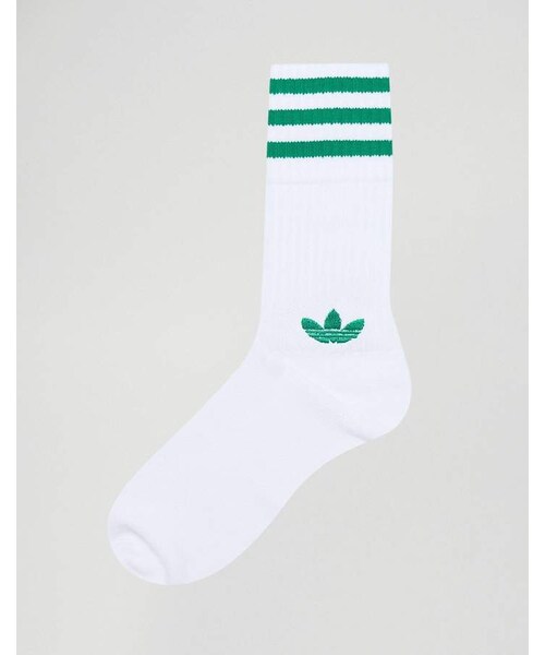 adidas（アディダス）の「adidas Originals adicolor Crew Socks In Green CE5713（ソックス/靴下・メンズ・Green・Us 6.5/Us 9.5）」の2枚目の写真