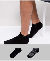 Calvin Klein | Calvin Klein All Over Logo Sneaker Socks 2 Pack(ソックス/靴下)