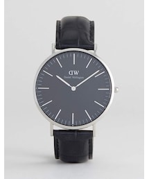 Daniel Wellington | Daniel Wellington Classic Black Reading Leather Watch With Silver Dial 40mm(アナログ腕時計)