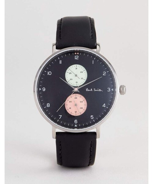 Paul Smith PS0070004 Track Design Leather Watch In Black 42mm