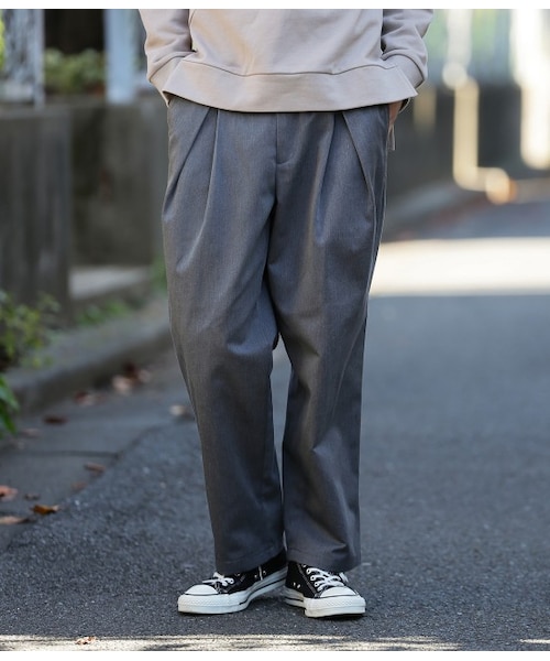 JUNRED(ジュンレッド)の「【Dickies for JUNRed】別注クロスタックワイドパンツ(パンツ・メンズ・ベージュ/ネイビー/グリーン/グレー/ブラック・L/M/S)」の2枚目の写真