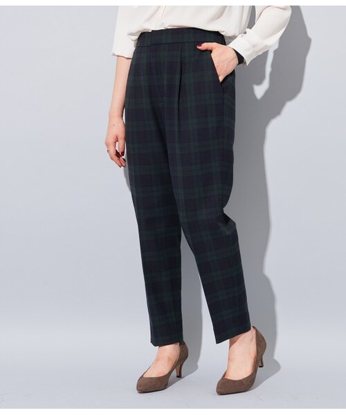 VIS（ビス）の「タータンチェックテーパードパンツ（パンツ・レディース・グリーン/ブラウン・M/S）」の2枚目の写真