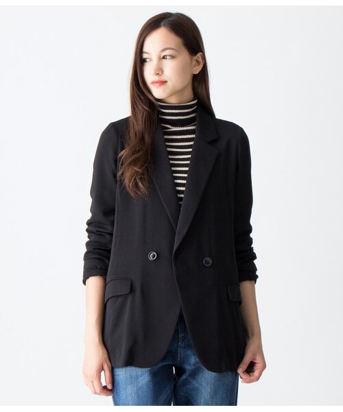 VIS(ビス)の「ダブルテーラードジャケット(ジャケット/アウター・レディース・ブラック/ベージュ/サックス・M)」の1枚目の写真