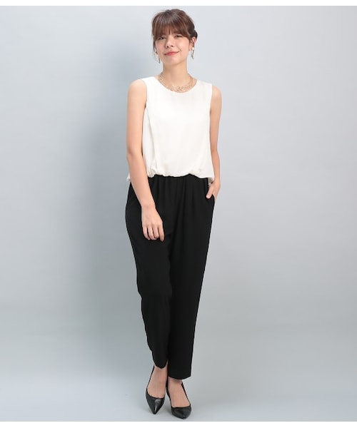 VIS（ビス）の「【WEDDINGS&PARTIES】ノースリーブオールインワン（オールインワン・サロペット・レディース・ブラック/キナリ・F）」の2枚目の写真