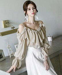 DINT | デルマーオープニングラッフルブラウス(シャツ/ブラウス)