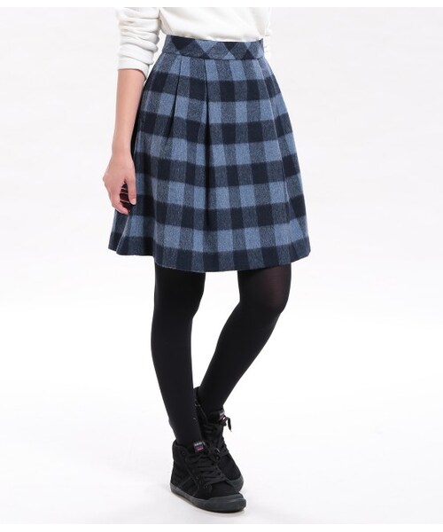 ROPE' PICNIC(ロペピクニック)の「ブロックチェックタックフレアスカート(スカート・レディース・ブラック/ブルー/ベージュ・36/38/40)」の3枚目の写真