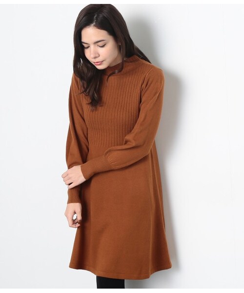 ROPE' PICNIC（ロペピクニック）の「フィット&フレアーニットワンピース（ワンピース/ドレス・レディース・グレー/キャメル/ネイビー・38）」の2枚目の写真