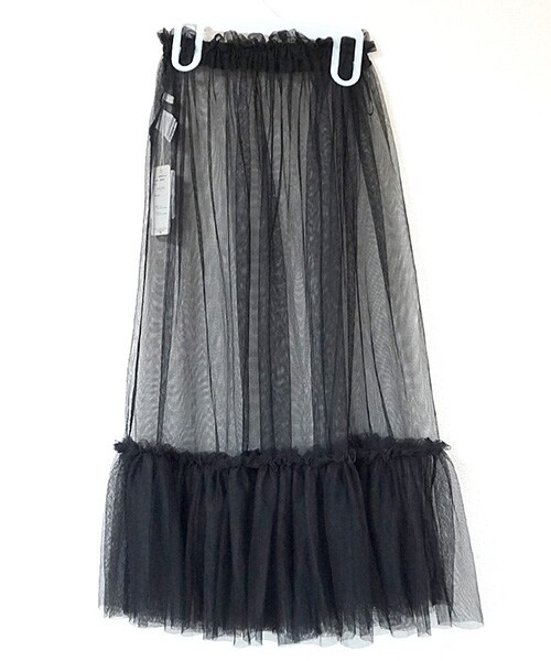 Tiffee SELECT（ティフィーセレクト）の「2WAYペチコート付きティアードフリルチュールロングスカート（スカート・レディース・ブラック/ピンク・M）」の3枚目の写真