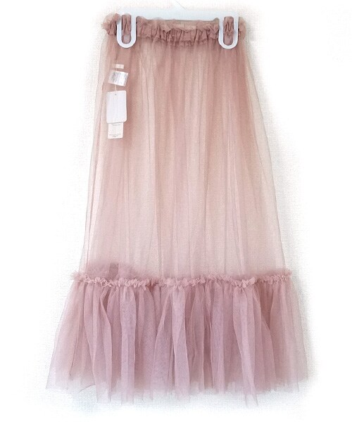 Tiffee SELECT（ティフィーセレクト）の「2WAYペチコート付きティアードフリルチュールロングスカート（スカート・レディース・ブラック/ピンク・M）」の5枚目の写真