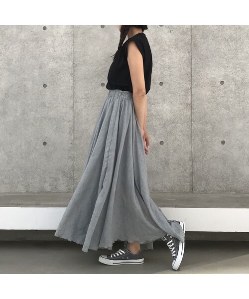 copine(コピン)の「ふんわりフレアーロングスカート(2color)【クリックポスト対象商品】(スカート・レディース・その他)」の4枚目の写真
