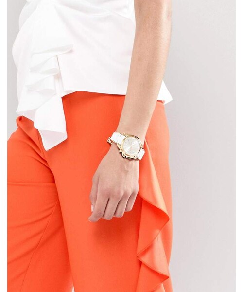 MICHAEL KORS ゴールド/赤 アナログ腕時計 MK-XXXX Michael Kors Gold/Red Analog Ladies Watch Mk-Xxxx Used From
