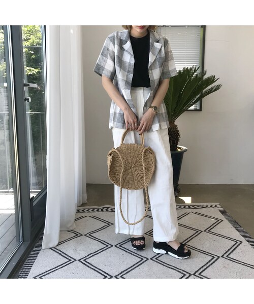 no brand(ノーブランド)の「2wayストローラウンドバッグ(かごバッグ・レディース・その他)」の2枚目の写真