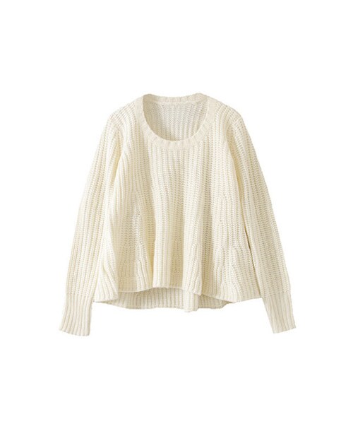 KBF(ケイビーエフ)の「ペプラムニット(トップス・レディース・ホワイト/ブラック/カーキ・one)」の2枚目の写真