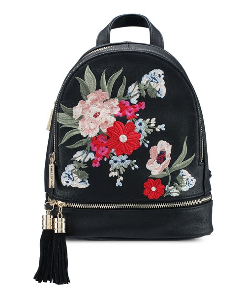 black embroidered backpack