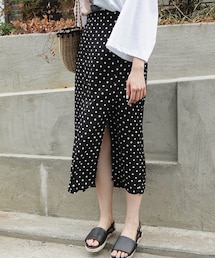 DHOLIC | スリットヘムドットロングスカート(スカート)