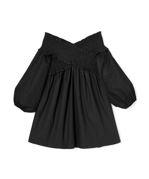 GRL（グレイル）の「クロスデザインシャーリングトップス（シャツ/ブラウス・レディース・オフホワイト/ブラック/イエロー・F）」の2枚目の写真