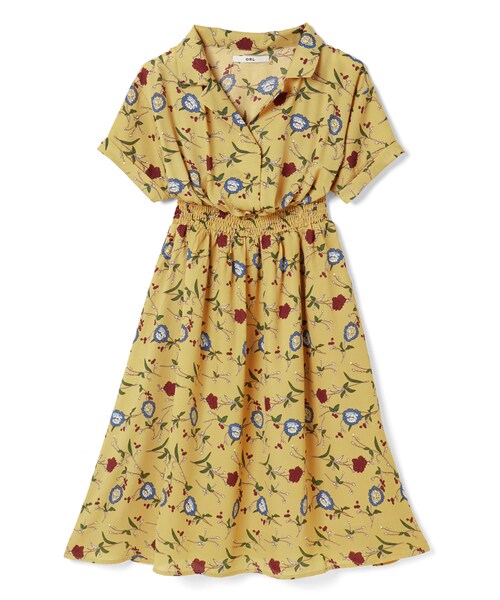 GRL（グレイル）の「花柄シャツワンピース（シャツワンピース・レディース・ネイビー/イエロー/アイボリー・M）」の3枚目の写真