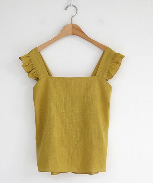 DHOLIC（ディーホリック）の「リネンブレンドフリルスリーブレス（シャツ/ブラウス・レディース・グリーン/イエロー/ブラック・FREE）」の3枚目の写真