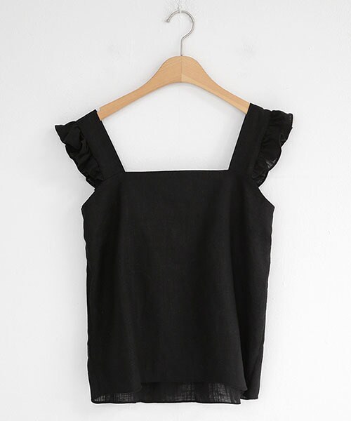 DHOLIC（ディーホリック）の「リネンブレンドフリルスリーブレス（シャツ/ブラウス・レディース・グリーン/イエロー/ブラック・FREE）」の2枚目の写真