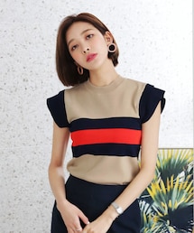 DHOLIC | キャップスリーブ配色ニット(ニット/セーター)