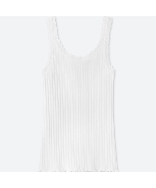 UNIQLO（ユニクロ）の「コットンポインテールレースタンクトップ（Tシャツ/カットソー・レディース・BLACK 09/PURPLE 78/GREEN 53/WHITE 00・S/L/M/XL/XXL/XS/3XL）」の2枚目の写真