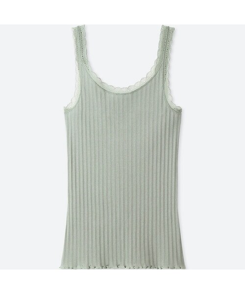 UNIQLO（ユニクロ）の「コットンポインテールレースタンクトップ（Tシャツ/カットソー・レディース・BLACK 09/PURPLE 78/GREEN 53/WHITE 00・S/L/M/XL/XXL/XS/3XL）」の3枚目の写真
