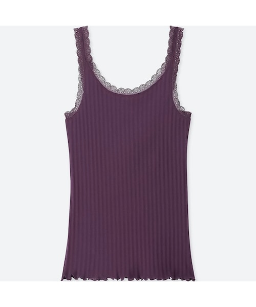 UNIQLO（ユニクロ）の「コットンポインテールレースタンクトップ（Tシャツ/カットソー・レディース・BLACK 09/PURPLE 78/GREEN 53/WHITE 00・S/L/M/XL/XXL/XS/3XL）」の4枚目の写真