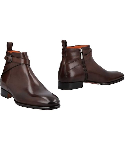 ブーツその他 Santoni Ankle boots Santoni Almond Toe Ankle Leather Zipper Boots Men's Black