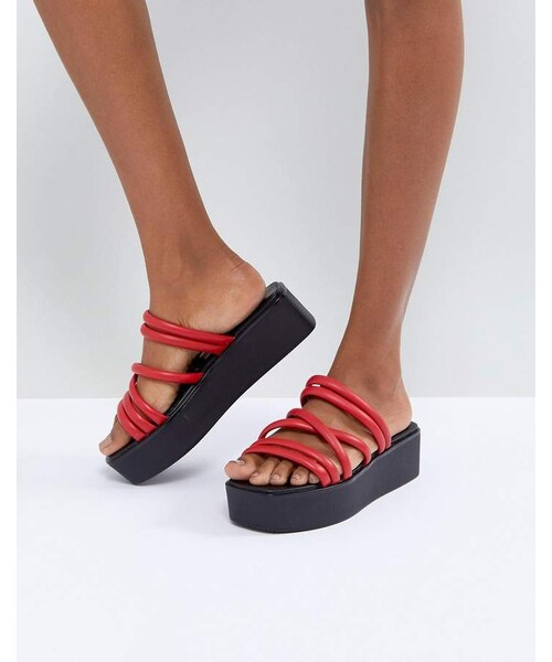 Vagabond,Vagabond Bonnie Red Leather Flatform Sandals - WEAR