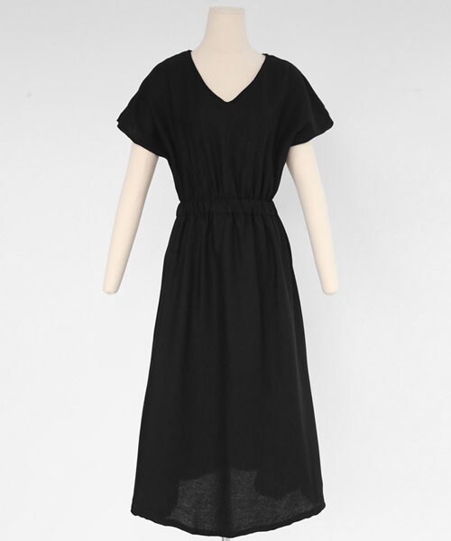 DHOLIC（ディーホリック）の「ショートスリーブVネックワンピース（ワンピース・レディース・レッド/ブラック/パープル/イエロー・FREE）」の2枚目の写真